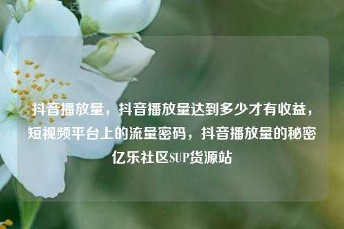 抖音播放量	，抖音播放量达到多少才有收益，短视频平台上的流量密码，抖音播放量的秘密亿乐社区SUP货源站  第1张