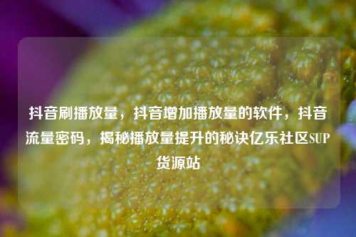 抖音刷播放量	，抖音增加播放量的软件，抖音流量密码，揭秘播放量提升的秘诀亿乐社区SUP货源站  第1张