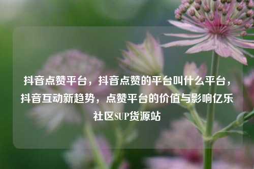 抖音点赞平台，抖音点赞的平台叫什么平台，抖音互动新趋势	，点赞平台的价值与影响亿乐社区SUP货源站  第1张