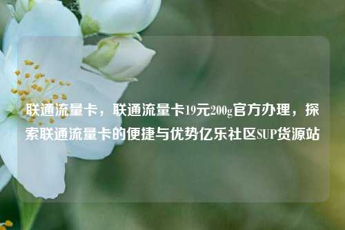 联通流量卡，联通流量卡19元200g官方办理，探索联通流量卡的便捷与优势亿乐社区SUP货源站  第1张