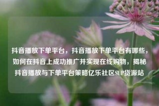 抖音播放下单平台，抖音播放下单平台有哪些，如何在抖音上成功推广并实现在线购物，揭秘抖音播放与下单平台策略亿乐社区SUP货源站