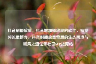 抖音刷播放量，抖音增加播放量的软件，短视频流量博弈，抖音刷播放量背后的生态困境与破局之道亿乐社区SUP货源站