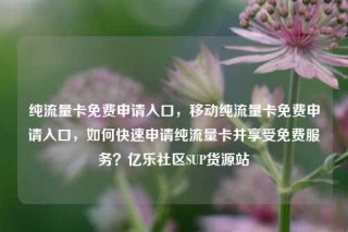 纯流量卡免费申请入口，移动纯流量卡免费申请入口，如何快速申请纯流量卡并享受免费服务？亿乐社区SUP货源站