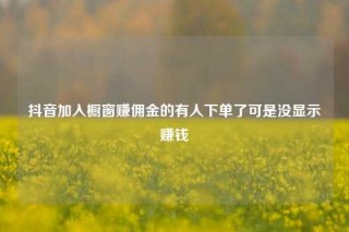 抖音加入橱窗赚佣金的有人下单了可是没显示赚钱