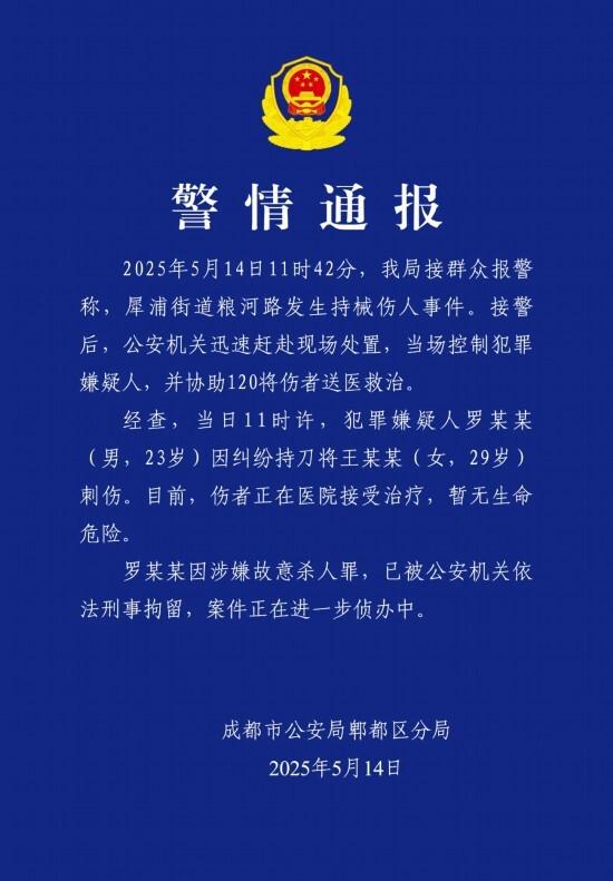 成都一男子持刀伤人，涉嫌故意杀人罪已被依法刑拘  第1张