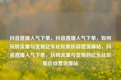 抖音直播人气下单，抖音直播人气下单，如何玩转流量与变现亿乐社区低价自营货源站，抖音直播人气下单，玩转流量与变现的亿乐社区低价自营货源站  第1张