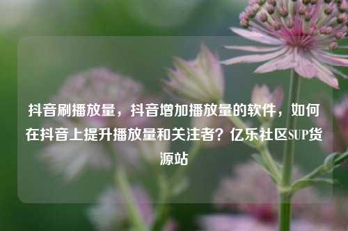 抖音刷播放量，抖音增加播放量的软件，如何在抖音上提升播放量和关注者？亿乐社区SUP货源站  第1张