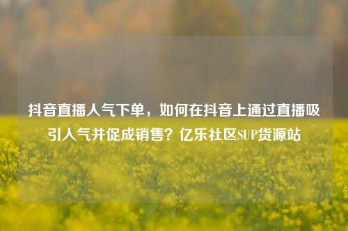 抖音直播人气下单，如何在抖音上通过直播吸引人气并促成销售？亿乐社区SUP货源站  第1张