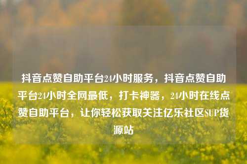 抖音点赞自助平台24小时服务，抖音点赞自助平台24小时全网最低	，打卡神器，24小时在线点赞自助平台，让你轻松获取关注亿乐社区SUP货源站  第1张