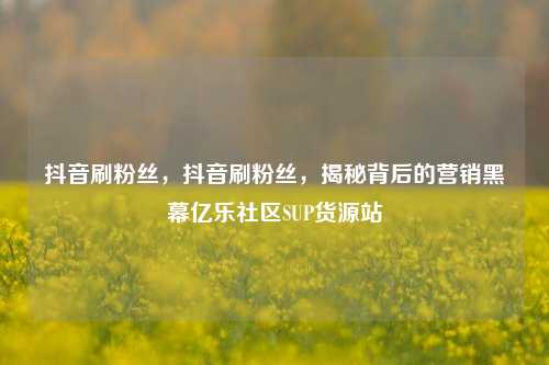 抖音刷粉丝，抖音刷粉丝	，揭秘背后的营销黑幕亿乐社区SUP货源站  第1张