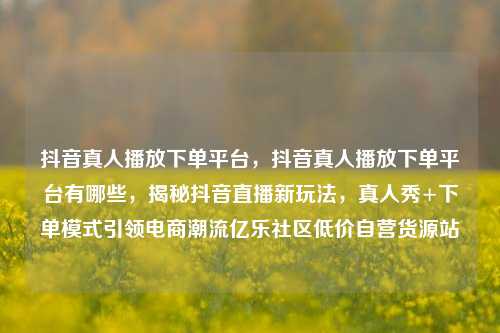 抖音真人播放下单平台	，抖音真人播放下单平台有哪些，揭秘抖音直播新玩法，真人秀+下单模式引领电商潮流亿乐社区低价自营货源站  第1张