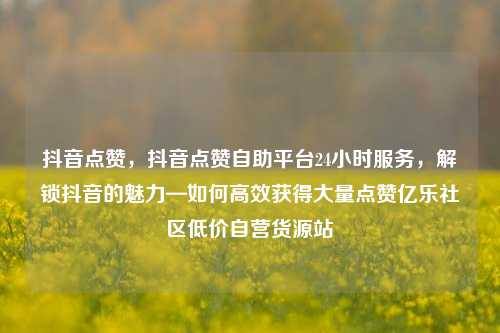 抖音点赞，抖音点赞自助平台24小时服务，解锁抖音的魅力—如何高效获得大量点赞亿乐社区低价自营货源站  第1张