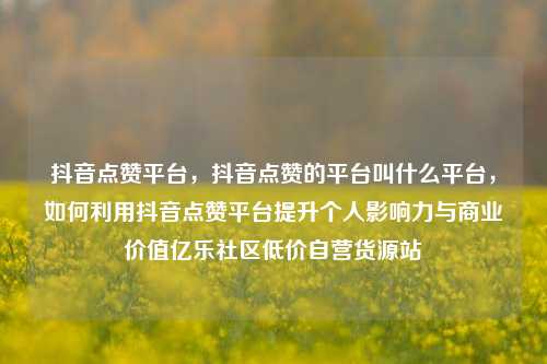 抖音点赞平台，抖音点赞的平台叫什么平台	，如何利用抖音点赞平台提升个人影响力与商业价值亿乐社区低价自营货源站  第1张