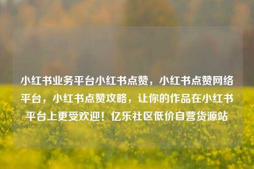 小红书业务平台小红书点赞，小红书点赞网络平台	，小红书点赞攻略，让你的作品在小红书平台上更受欢迎！亿乐社区低价自营货源站  第1张