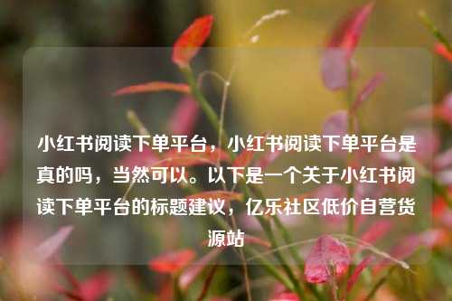 小红书阅读下单平台，小红书阅读下单平台是真的吗，当然可以。以下是一个关于小红书阅读下单平台的标题建议，亿乐社区低价自营货源站  第1张