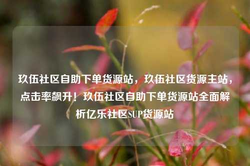 玖伍社区自助下单货源站，玖伍社区货源主站，点击率飙升！玖伍社区自助下单货源站全面解析亿乐社区SUP货源站  第1张
