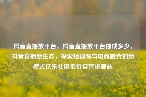 抖音直播放平台，抖音直播放平台抽成多少，抖音直播新生态，探索短视频与电商融合的新模式亿乐社区低价自营货源站  第1张