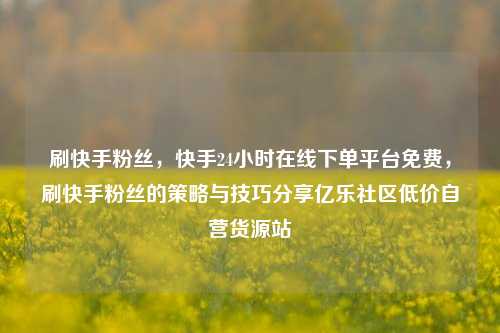 刷快手粉丝，快手24小时在线下单平台免费	，刷快手粉丝的策略与技巧分享亿乐社区低价自营货源站  第1张