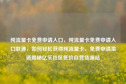 纯流量卡免费申请入口，纯流量卡免费申请入口联通，如何轻松获得纯流量卡	，免费申请渠道揭秘亿乐社区低价自营货源站  第1张
