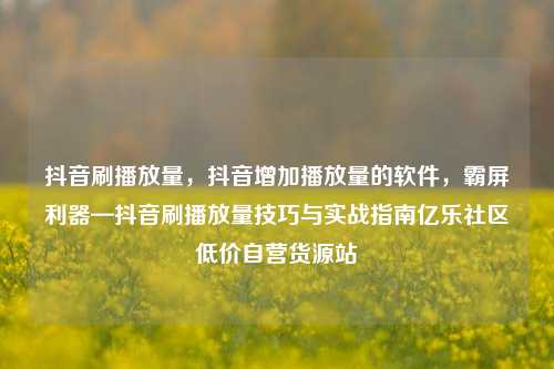 抖音刷播放量，抖音增加播放量的软件，霸屏利器—抖音刷播放量技巧与实战指南亿乐社区低价自营货源站  第1张