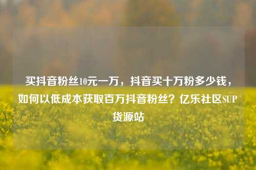 买抖音粉丝10元一万，抖音买十万粉多少钱	，如何以低成本获取百万抖音粉丝？亿乐社区SUP货源站  第1张
